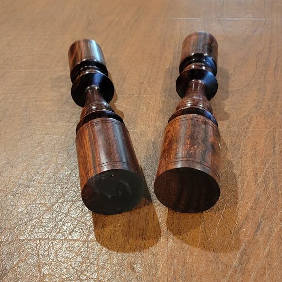 Pair of Vintage Hand Carved African Ebony Ironwood  Candlesticks Candle Holders - Picture 5 of 10